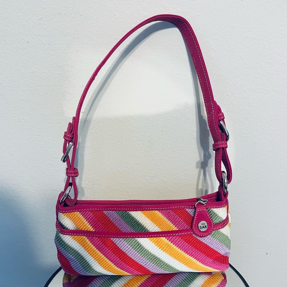 The Sak Pink Multicolor Diagonal Stripe Shoulder Bag - Picture 3 of 9